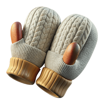 vibrant modern Upcycled Sweater Mittens Cable Knit Pattern Transparent high quality png