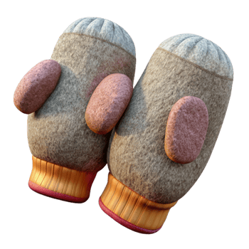 dramatic abstract Upcycled Sweater Mittens Isolated detailed png