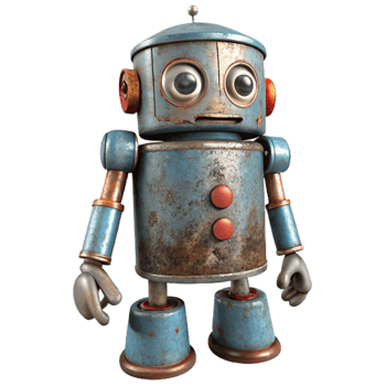 stunning contemporary Upcycled Tin Can Robot Front View Transparent Background premium png
