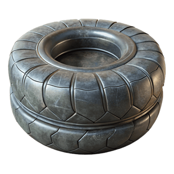 elegant contemporary Upcycled Tire Ottoman Isolated with Shadow premium png