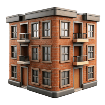 wonderful contemporary Urban Apartment Building Brick Facade Isolated png