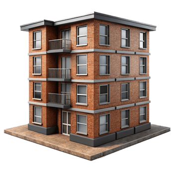 stunning vintage Urban Apartment Building Brick Facade Isolated genuine png