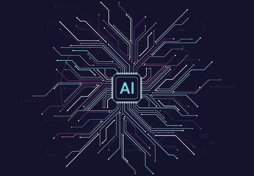 Abstract technology artificial intelligence chipset on circuit board in futuristic concept technology artwork for web, banner, card, cover vector