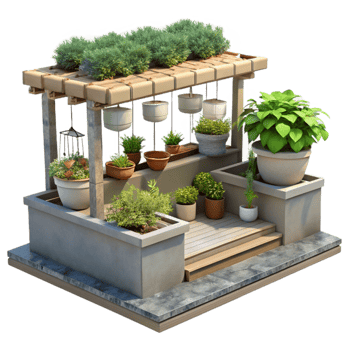 dramatic artistic Urban Rooftop Garden with Beehives Isolated exclusive png