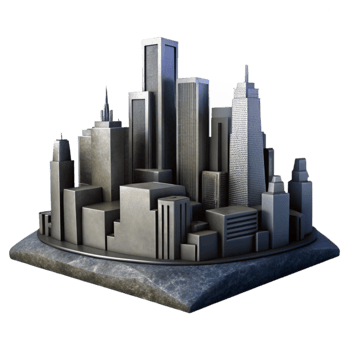vibrant vintage Urban Skyline Silhouette Cutout with Dark Grey Buildings exclusive png