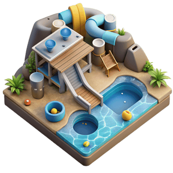 vibrant vintage Urban Water Park Top View Cutout authentic png