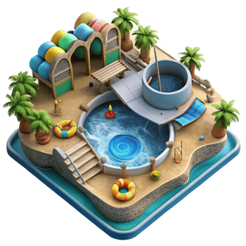 serene contemporary Urban Water Park Top View Cutout premium png
