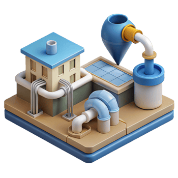 serene modern Urban Water Supply System Diagram Isolated Element high quality png