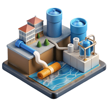 extraordinary vintage Urban Water Supply System Diagram Isolated Element genuine png