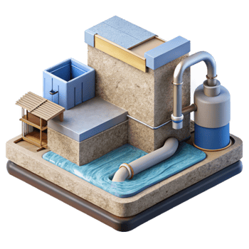 beautiful rustic Urban Water Supply System Diagram Isolated Element exclusive png