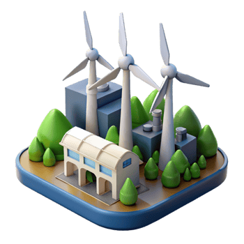 extraordinary vintage Urban Wind Farm Illustration Isolated authentic png