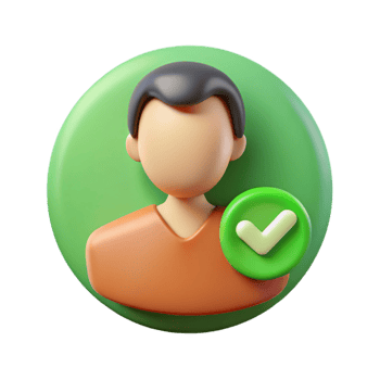 vibrant contemporary User Avatar Badge Icon Isolated with Green Checkmark premium png