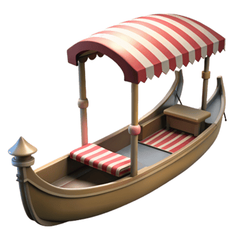 stunning vintage Venetian Gondola with Striped Canopy Isolated Element genuine png