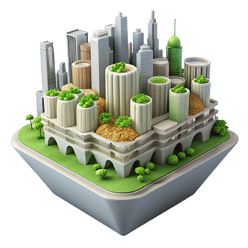 impressive abstract Vertical City Agricultural Zone with Vertical Farms Transparent professional png
