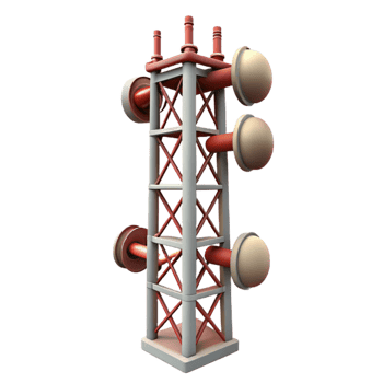 serene classic Vertical City Communication Tower with Antennas Transparent Background high resolution png