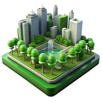 elegant contemporary Vertical City Park with Green Space Transparent original png