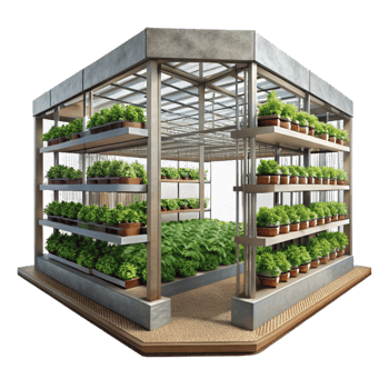 magnificent classic Vertical Farm Interior Wide Angle View Isolated authentic png