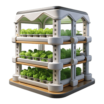 dramatic vintage Vertical Farm Isolated with Hydroponic System Detail genuine png