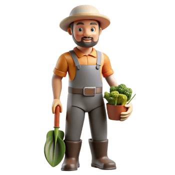 dramatic vintage Vertical Farm Worker Silhouette Transparent Background exclusive png
