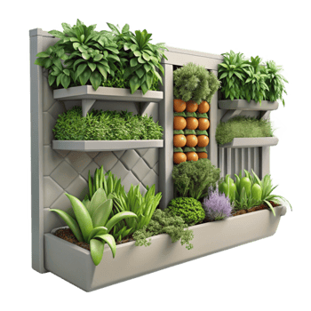 magnificent classic Vertical Garden with Herbs Cutout Kitchen Setting authentic png