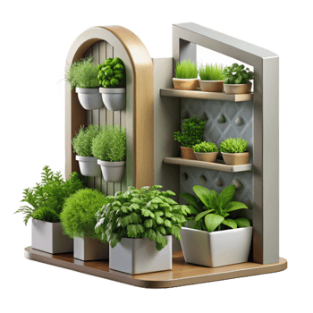 extraordinary contemporary Vertical Garden with Herbs Cutout Kitchen Setting original png
