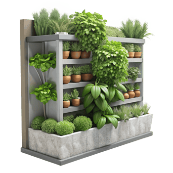 dramatic modern Vertical Garden with Herbs Cutout Kitchen Setting original png