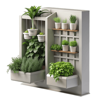 vibrant abstract Vertical Garden with Herbs Cutout Kitchen Setting png