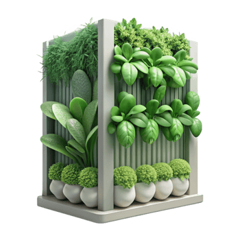 elegant traditional Vertical Garden with Leafy Greens Transparent Background original png