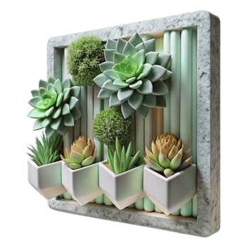 impressive modern Vertical Garden with Succulents Isolated Modern Decor detailed png