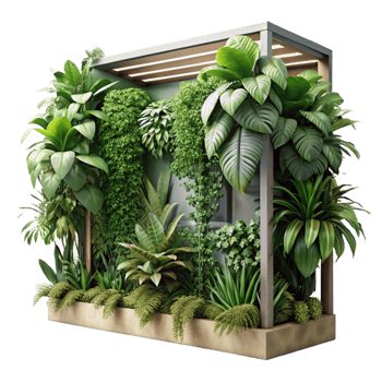 elegant vintage Vertical Garden with Tropical Plants Isolated Lush Greenery high quality png