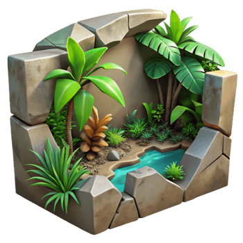 serene abstract Vibrant Jungle Through Cracked Concrete Transparent Background premium png