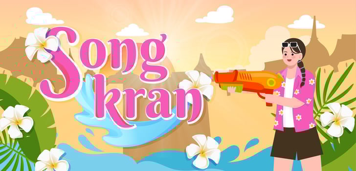 Songkran festival water fun vector