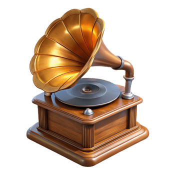 stunning rustic Vintage Gramophone Isolated with Wooden Base exclusive png