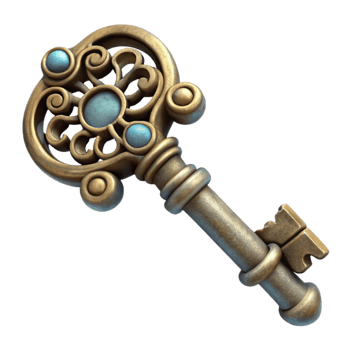 serene traditional Vintage Key Isolated with Ornate Detail genuine png