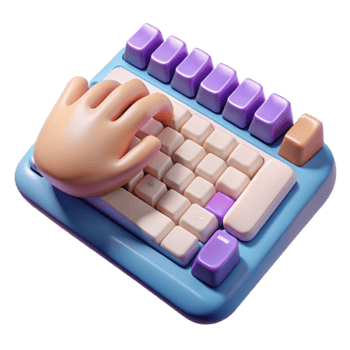 wonderful modern Virtual Keyboard with Typing Hands Element detailed png