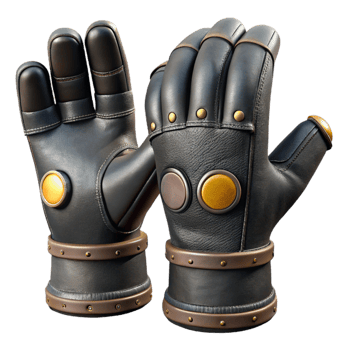 wonderful classic Virtual Reality Gloves Black Leather Isolated png