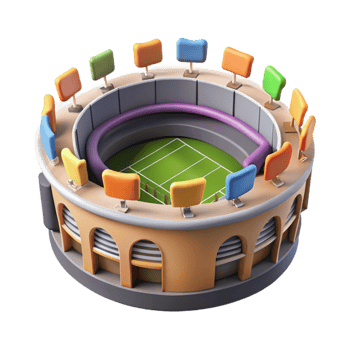 vibrant abstract Virtual Sports Stadium with Cheering Crowd Cutout genuine png
