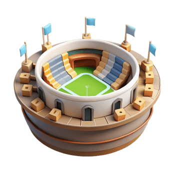 vibrant traditional Virtual Sports Stadium with Cheering Crowd Cutout detailed png