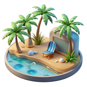 wonderful rustic Virtual Travel Destination Tropical Beach Transparent Background detailed png