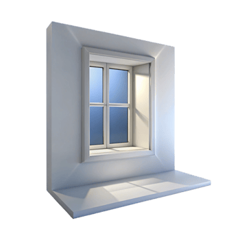 impressive vintage Virtual White Room with Single Window Transparent Background detailed png