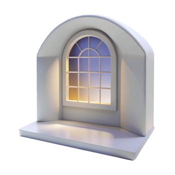 beautiful contemporary Virtual White Room with Single Window Transparent Background professional png