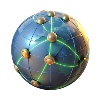 extraordinary artistic Virtual World Map with Glowing Lines Transparent Background professional png