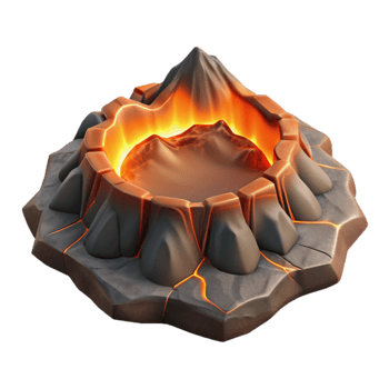 dramatic rustic Volcanic Crater Isolated Element Lava Lake professional png