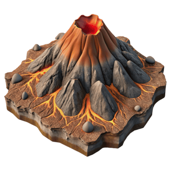 serene abstract Volcanic Landscape Aerial View Transparent Background original png
