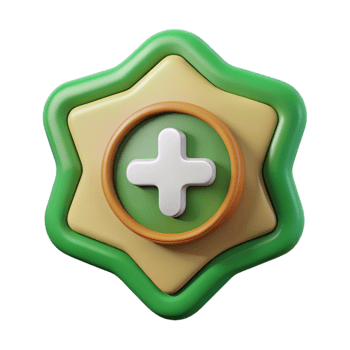 dramatic contemporary Volunteer Badge with Plus Sign Isolated with Green Background original png