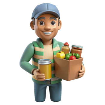 impressive vintage Volunteer Giving Food Donation Isolated with Canned Goods png