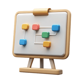 elegant creative Whiteboard with Mind Map Isolated authentic png
