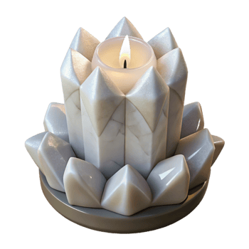 dramatic traditional White Candle with Crystals Isolated high resolution png