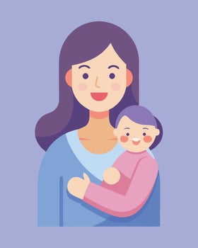 Mother With A Radiant Smile Holding Her Baby In Flat Color vector