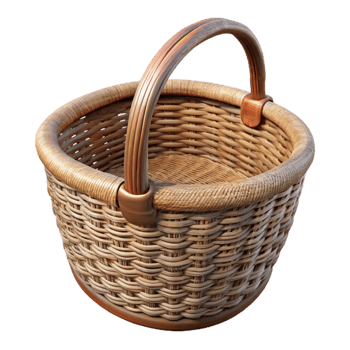 vibrant traditional Wicker Basket with Handles Front View Cutout authentic png
